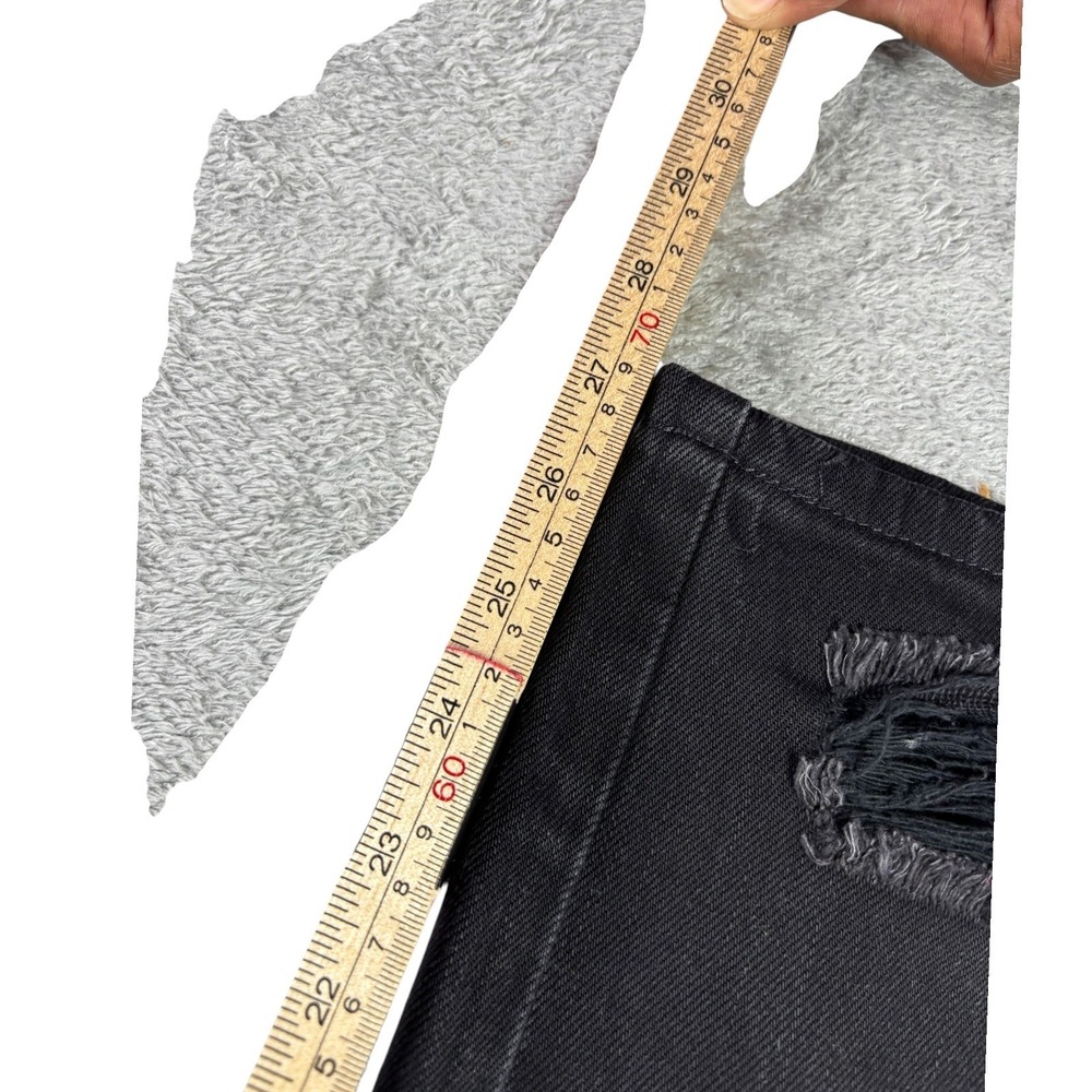 Watson Baggy Fit Jeans Mens 28 Black Distressed Denim Drawstring Waist Straight - Picture 4 of 6